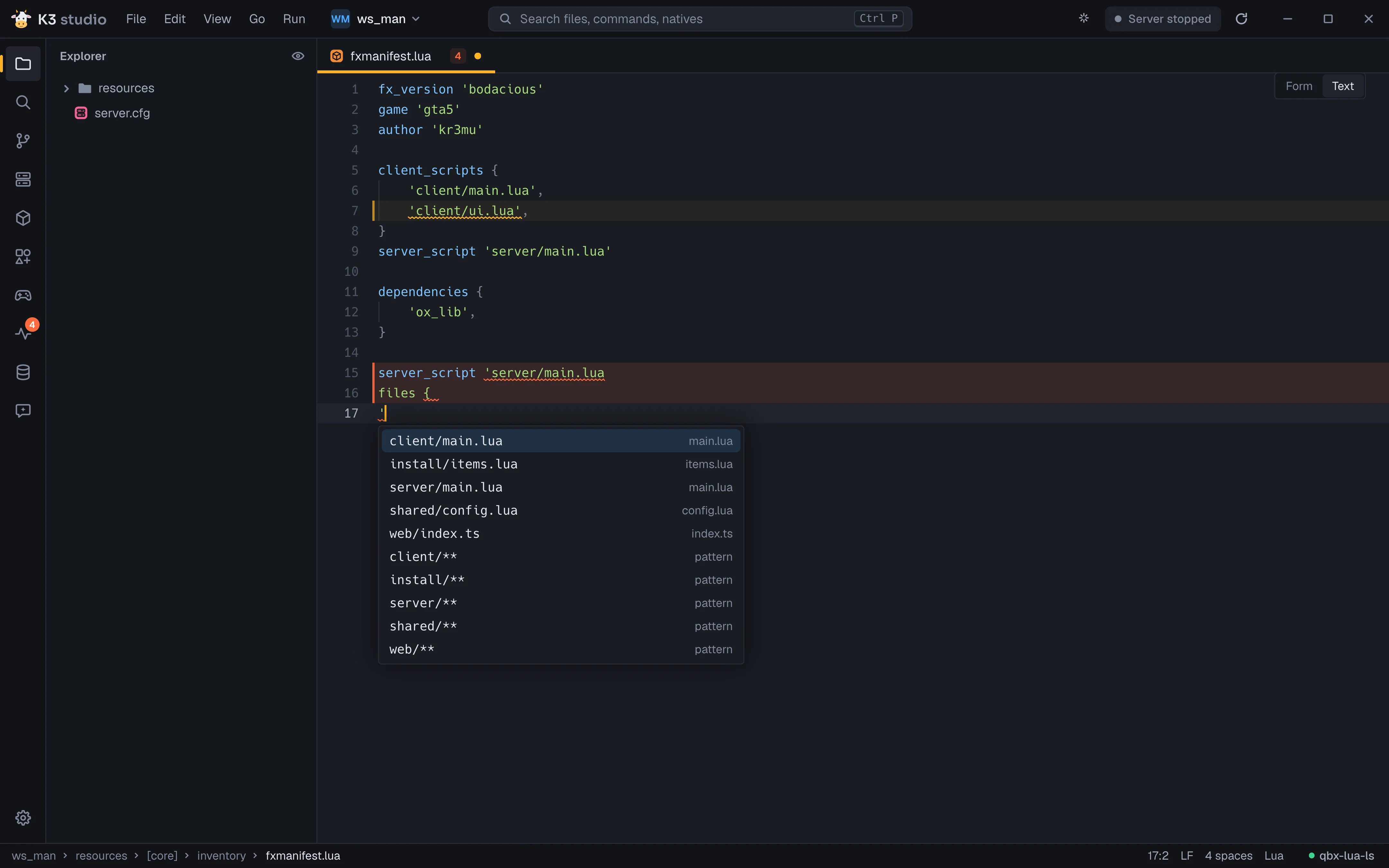 Manifest path completion