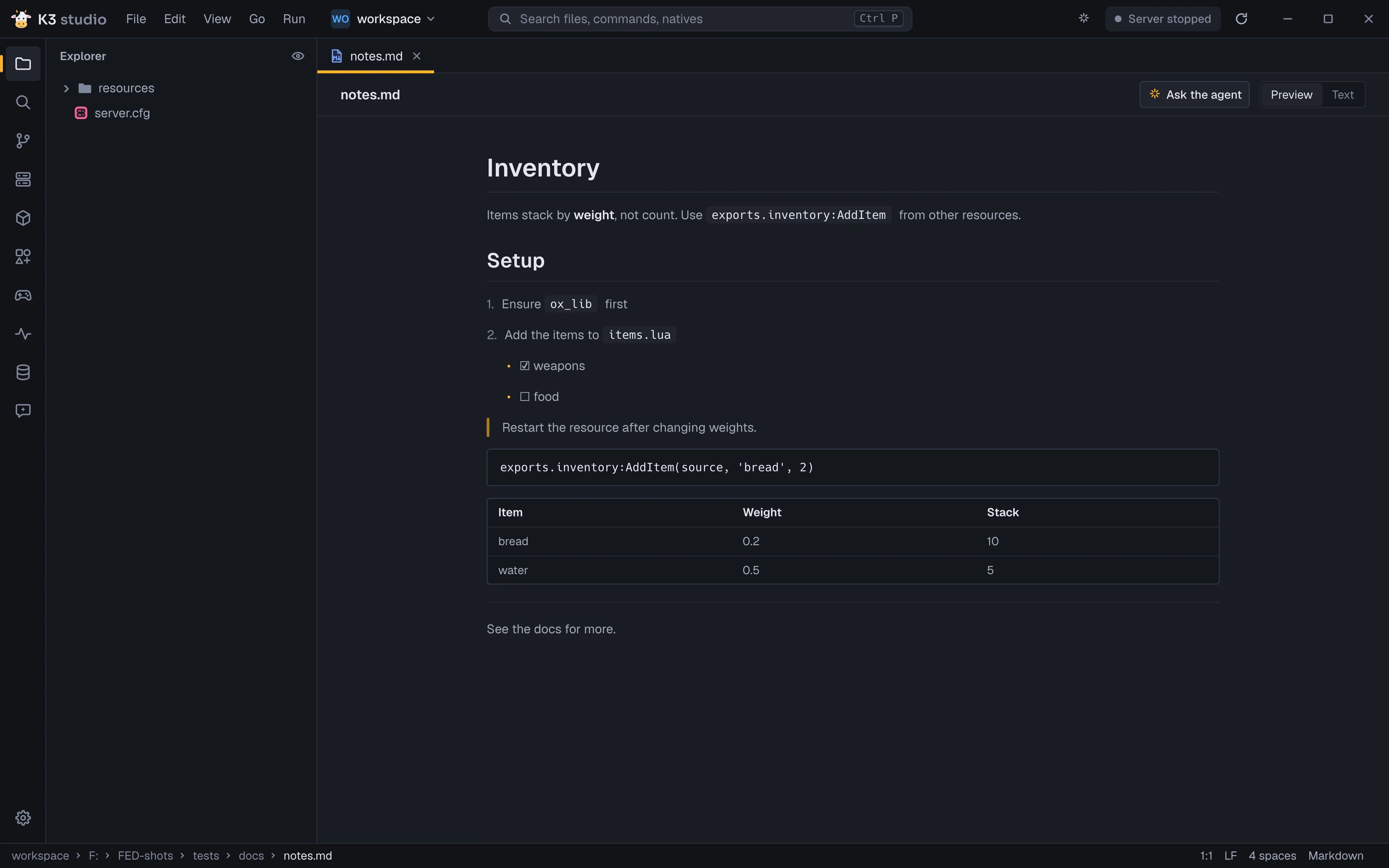 Markdown preview