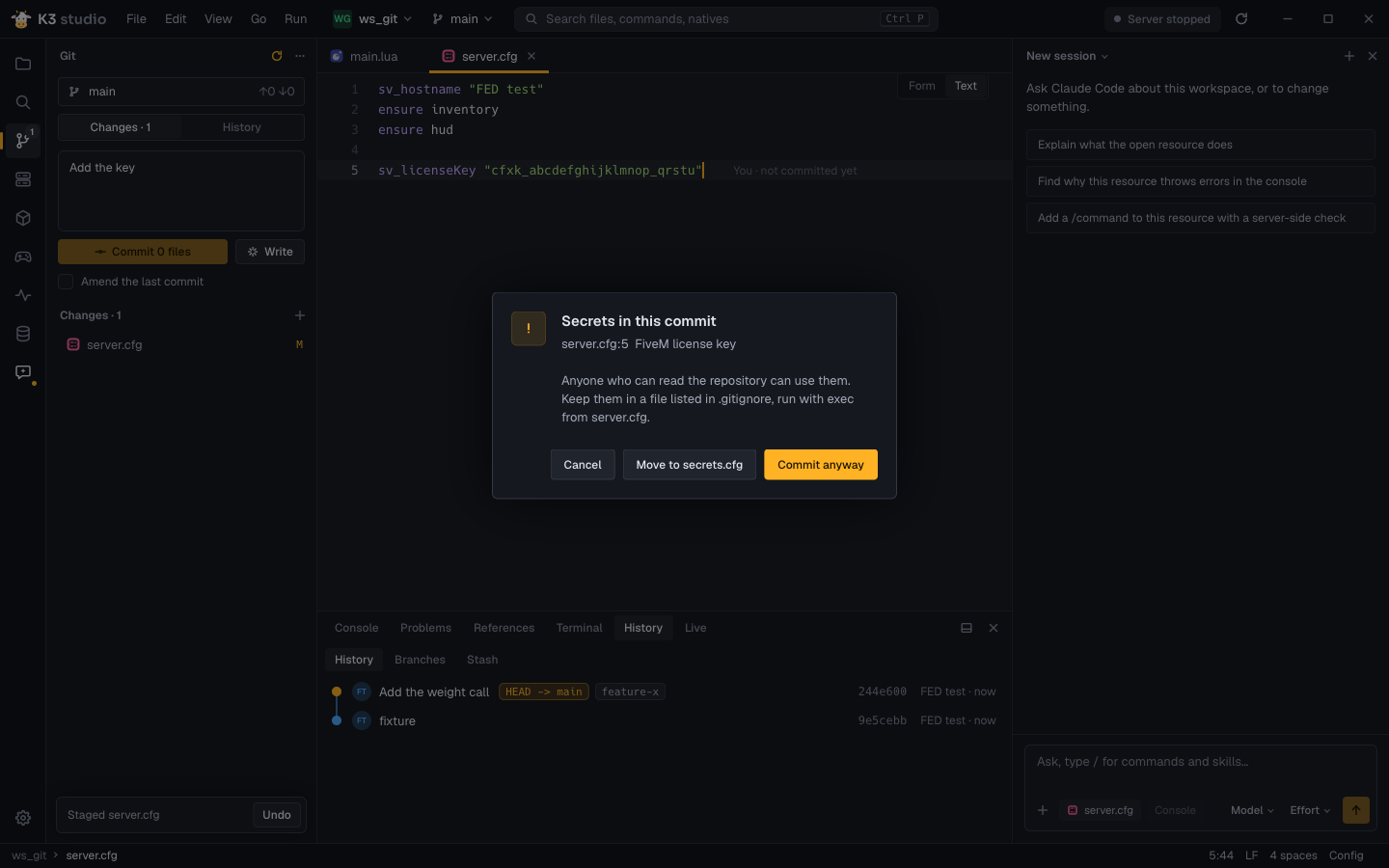 Secrets in this commit
