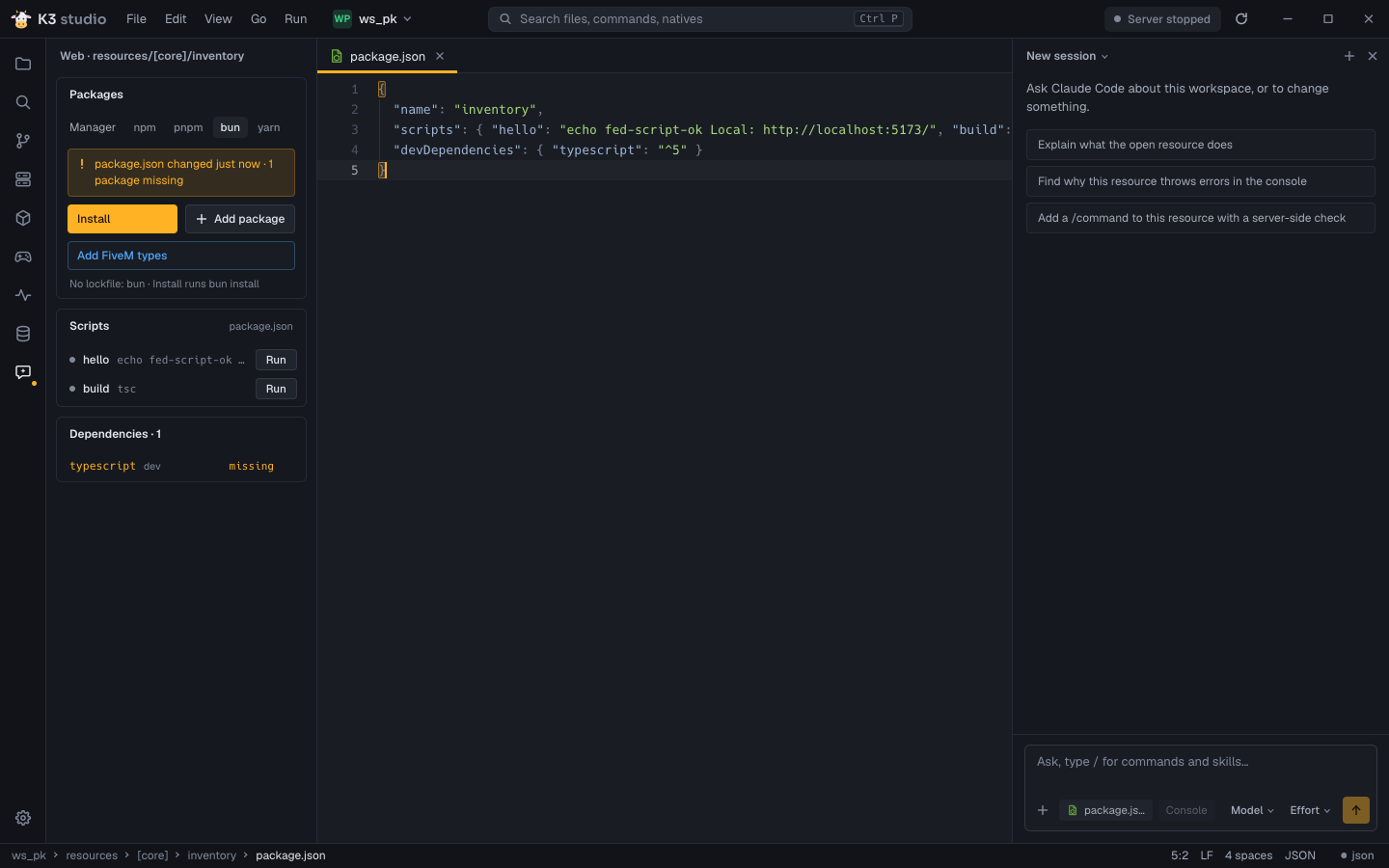 Packages, scripts and terminal
